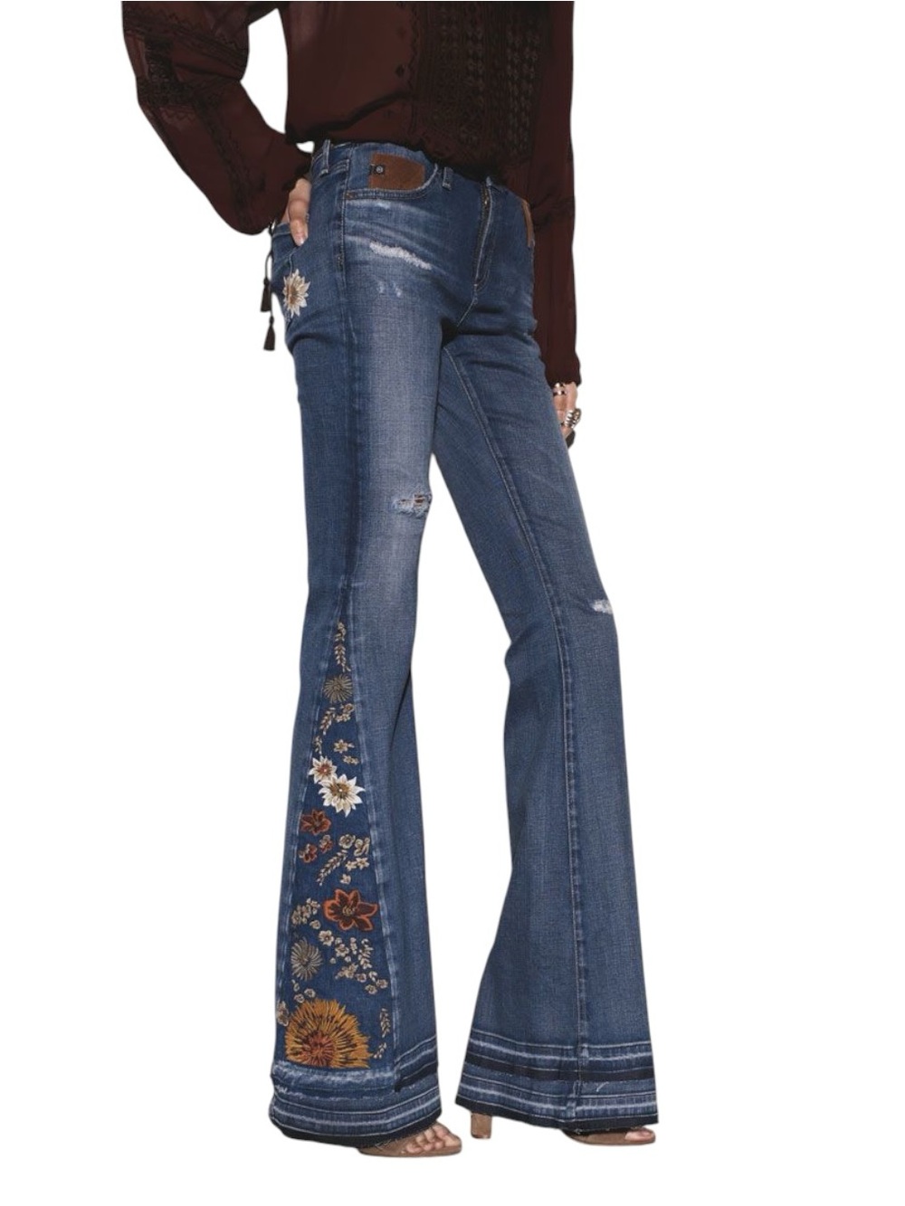 Adriano Goldschmied AG The Angel Flare “11 Embroidered Floral Boot Cut Jeans - 2